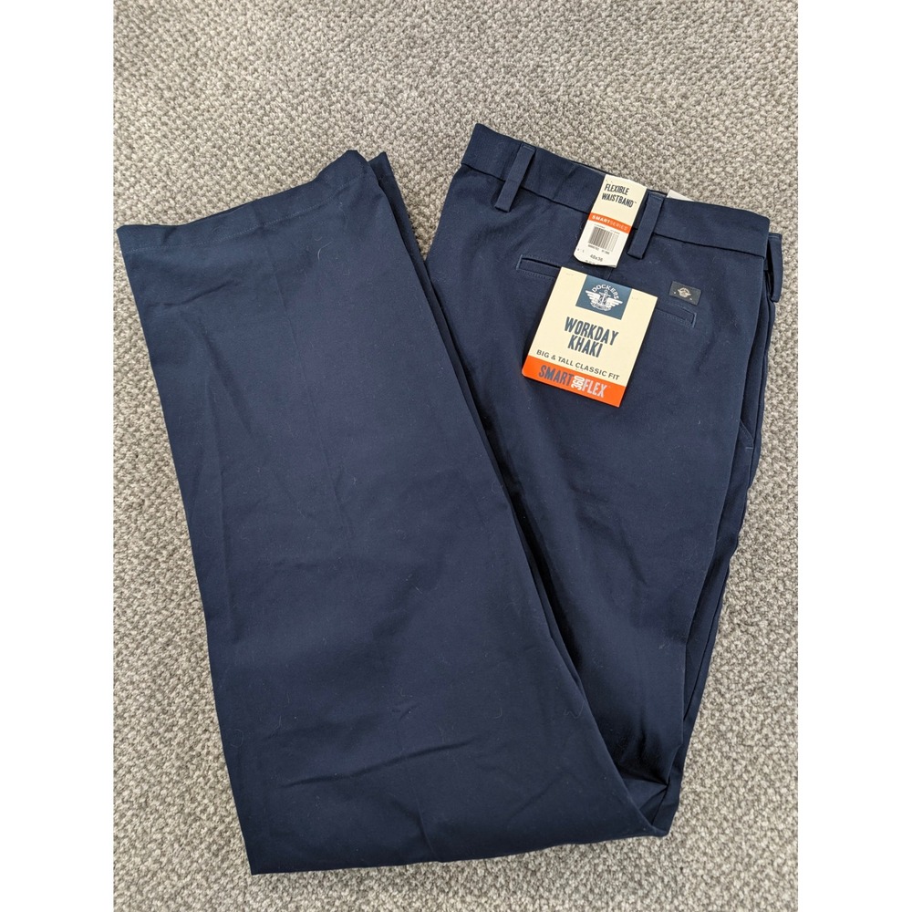 Dockers Workday Khaki Smart 360 Flex Pants Navy Blue 48x36 Classic Fit NWT